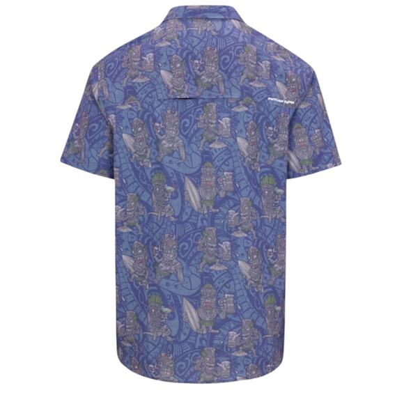 Psycho Tuna Tipsy Tiki Short Sleeve Button Up Shirt in Sodalite Blue - Picture 2 of 8